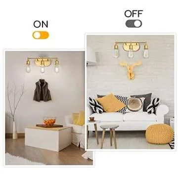 MAXvolador Bathroom Vanity Light, 3-Light Gold Vanity Lighting Fixture, Modern Wall Sconce Lights, Farmhouse Wall Mount Over Mirror Vanity Lamps