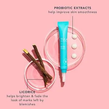 TULA Skin Care Go Away - Acne Spot Treatment, Benzoyl Peroxide, Niacinamide, Azelaic Acid, Tea Tree Oil & Probiotics, Treat & Prevent Breakouts While Calming Redness, 0.5 fl oz.