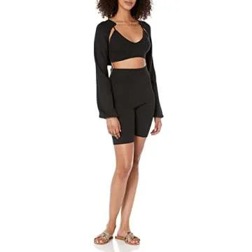 The Drop Women's Miya Bell Sleeve Sweater Shrug With Chain