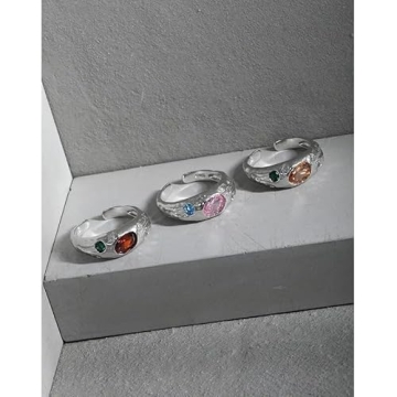 Elegant 925 Sterling Silver Rings with Red Pink Zirconia