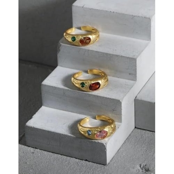 Elegant 925 Sterling Silver Rings with Red Pink Zirconia