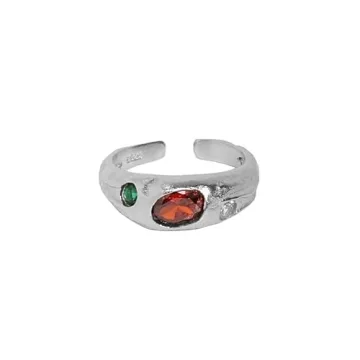 Elegant 925 Sterling Silver Rings with Red Pink Zirconia