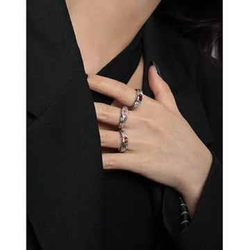 Elegant 925 Sterling Silver Rings with Red Pink Zirconia