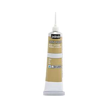 Pebeo Vitrail, Cerne Relief Dimensional Paint, 37 ml Tube with Nozzle - Gold, 1.25 Fl Oz (Pack of 1)