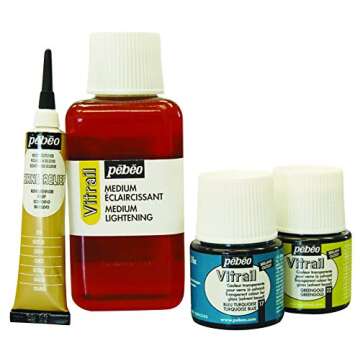 Pebeo Vitrail, Cerne Relief Dimensional Paint, 37 ml Tube with Nozzle - Gold, 1.25 Fl Oz (Pack of 1)