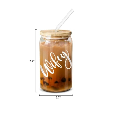 Stylish 16oz Coffee Glass Tumbler for Brides and Wives