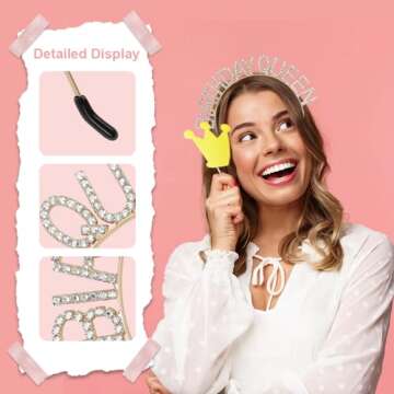 VZXMKA Birthday Headbands for Women Birthday Gold White Headbands for Queen Crowns for Women Christm...