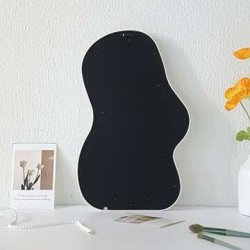 JDPEYI Corrugation Vanity Mirror Irregular Wave Pattern Makeup Mirror Tabletop or Wall Mounted, Decorative and Fashionable Bedroom Mirror