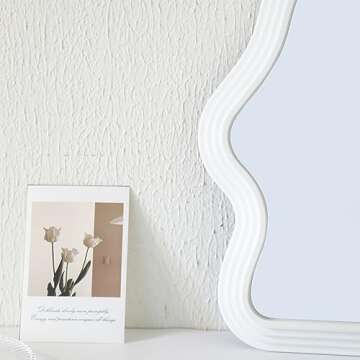 JDPEYI Corrugation Vanity Mirror Irregular Wave Pattern Makeup Mirror Tabletop or Wall Mounted, Decorative and Fashionable Bedroom Mirror