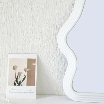 JDPEYI Corrugation Vanity Mirror Irregular Wave Pattern Makeup Mirror Tabletop or Wall Mounted, Decorative and Fashionable Bedroom Mirror