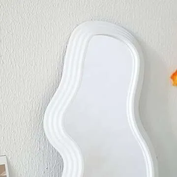 JDPEYI Corrugation Vanity Mirror Irregular Wave Pattern Makeup Mirror Tabletop or Wall Mounted, Decorative and Fashionable Bedroom Mirror