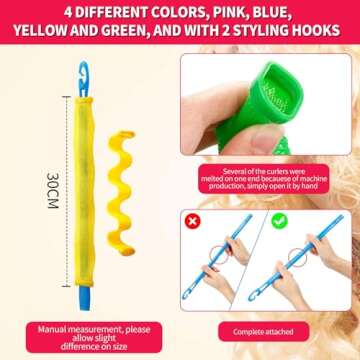 30 Piece Heatless Curls Styling Kit - No Heat Hair Curlers with Hooks