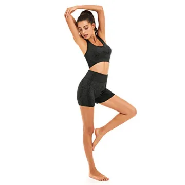 Toplook Women Seamless Yoga Workout Set 2 Piece Outfits Gym Shorts Sports Bra