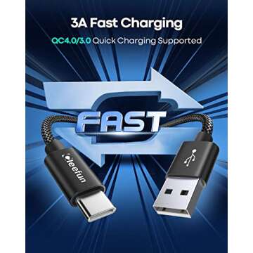 CLEEFUN USB C Cable [3ft, 5-Pack], USB A to Type C Cable Fast Charging C Charger Cord Braided for iP...