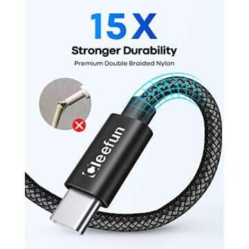 CLEEFUN USB C Cable [3ft, 5-Pack], USB A to Type C Cable Fast Charging C Charger Cord Braided for iPhone 16 15 Pro Max/Pro/Plus, for Samsung Galaxy S25 S24 S23 S22 S21 S20 Ultra S10, Moto, Pixel