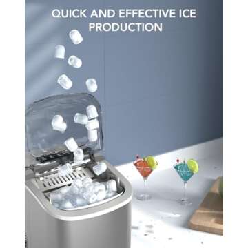 Ice Maker Countertop - Efficient Self-Cleaning Machine with Scoop & Basket