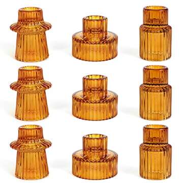 SUJUN Taper Glass Candlestick Holders Tealight Candle Holders for Table Centerpieces, Wedding Decor and Dinner Party