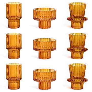 SUJUN Taper Glass Candlestick Holders Tealight Candle Holders for Table Centerpieces, Wedding Decor and Dinner Party