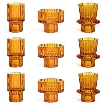 SUJUN Taper Glass Candle Holders for Elegant Décor