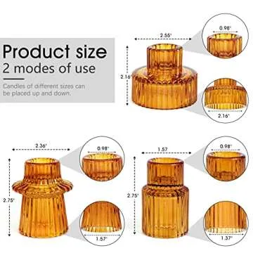 SUJUN Taper Glass Candle Holders for Elegant Décor