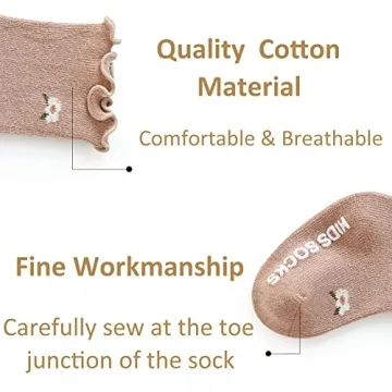 WATOCHE Baby Girls Socks Anti-Slip Ruffle Cotton Socks 0-5T