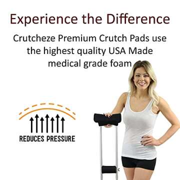 Crutcheze Crutch Pad and Bag Set - Premium USA Made Underarm Padding, Hand Grips and Bag for Crutches - Soft Padded Handles and Accessories for Adult & Youth Crutches - Storage Pockets for Travel