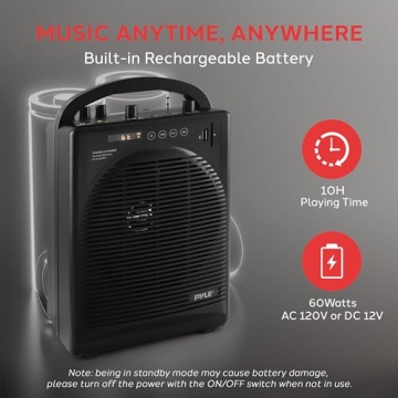 Pyle Portable Outdoor PA Speaker System & Microphone Set