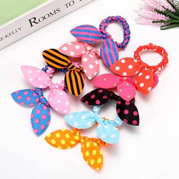 CINRA Hair Ties Rabbit Bunny Ear, 10 Pake Bowknot Hair Scrunchies Bands for Women Cute Hair Ties Ela...