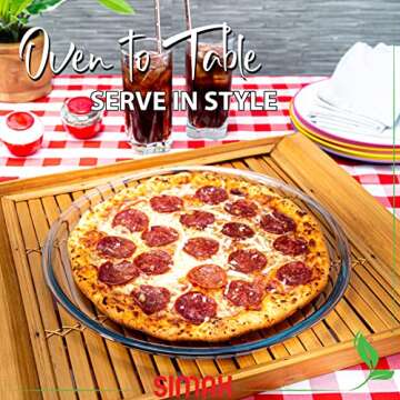 Simax Glass Pizza Pan for Oven: Borosilicate Glass Pizza Tray for Oven - 12.5-inch Pizza Pans - Pizza Plates - Pizza Tray Oven Pan - Round Pizza Pans Baking Sheet - Non Stick Pizza Pan 12.5 Inch
