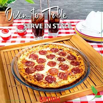 Simax Glass Pizza Pan for Oven: Borosilicate Glass Pizza Tray for Oven - 12.5-inch Pizza Pans - Pizza Plates - Pizza Tray Oven Pan - Round Pizza Pans Baking Sheet - Non Stick Pizza Pan 12.5 Inch