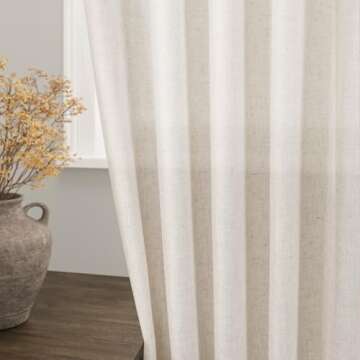 Beige Flax Linen Curtains – Textured Semi-Sheer Drapes for Living Room