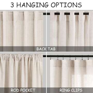 Beige Flax Linen Curtains for Living Room 84in Panels