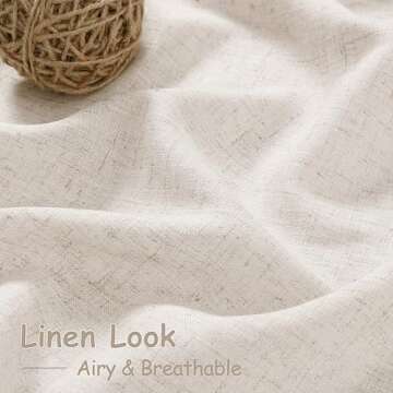 Beige Flax Linen Curtains for Living Room 84in Panels