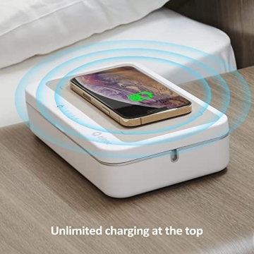 UV Sanitizer Box with Wireless Charger | UV Light Sanitizer Box | Fast Wireless Charging for Phone | Phone Accessories | Mobile Phone Sanitizer | Phone Screen Disinfecting (Brown)