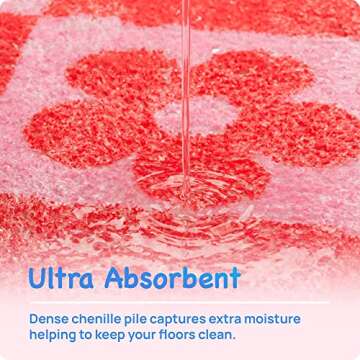 Snack Break Rug | Cute Red Flower Design, Soft & Non-Slip