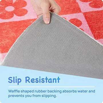 Snack Break Rug | Cute Red Flower Design, Soft & Non-Slip