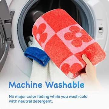 Snack Break Rug | Cute Red Flower Design, Soft & Non-Slip