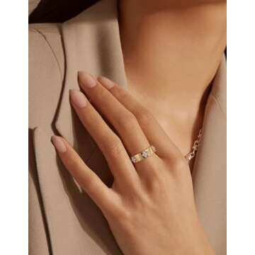 TIMELESSTAR Clover Moissanite Rings for Women Wedding Bands Womens Promise Rings for Her S925 Sterli...