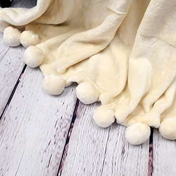 Cozy Home Soft Pompom Throw Blanket - All Season Comfort