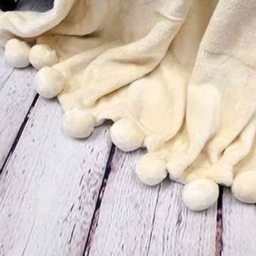 Cozy Home Soft Pompom Throw Blanket - All Season Comfort