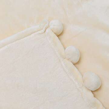 Cozy Home Soft Pompom Throw Blanket - All Season Comfort