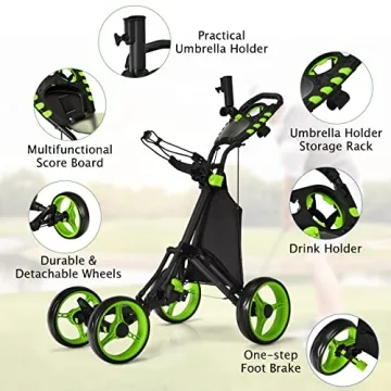 Tangkula Lightweight Golf Push Pull Cart with Umbrella Holder