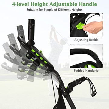 Tangkula Lightweight Golf Push Pull Cart with Umbrella Holder