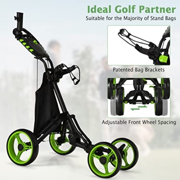 Tangkula Lightweight Golf Push Pull Cart with Umbrella Holder