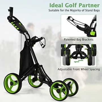 Tangkula Lightweight Golf Push Pull Cart with Umbrella Holder