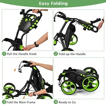 Tangkula Lightweight Golf Push Pull Cart with Umbrella Holder