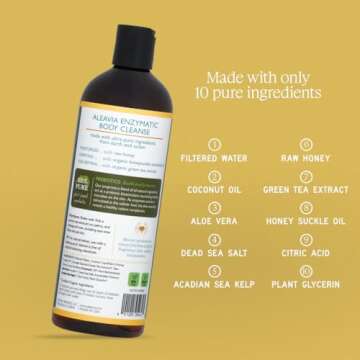 Aleavia Body Cleanse – Organic & All-Natural Prebiotic Body Wash with Raw Honey – Green Tea Honeysuckle Scent – 16 Oz.