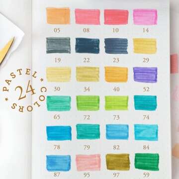 Primrosia 24 Pastel Dual Tip Markers, Fine Tip and Brush Pens. Perfect for art, illustration, drawing, calligraphy and bullet journals