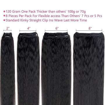 Kinky Straight Human Hair Clip In Extensions for Women