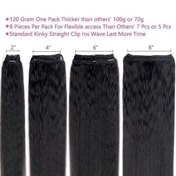 Kinky Straight Human Hair Clip In Extensions for Women